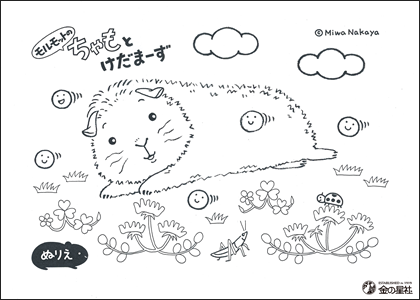 「モルモットのちゃもと けだまーず」ぬりえ1